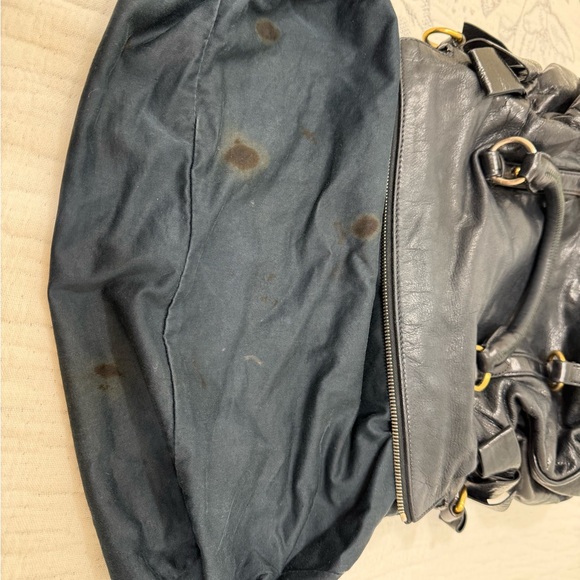 AUTHENTIC Miu Miu Black Leather Shoulder Bag with Gold Accents - Picture 13 of 14